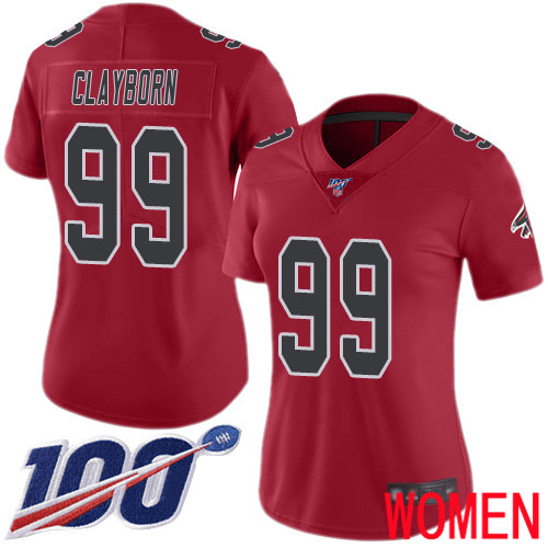 Atlanta Falcons Limited Red Women Adrian Clayborn Jersey NFL Football #99 100th Season Rush Vapor Untouchable